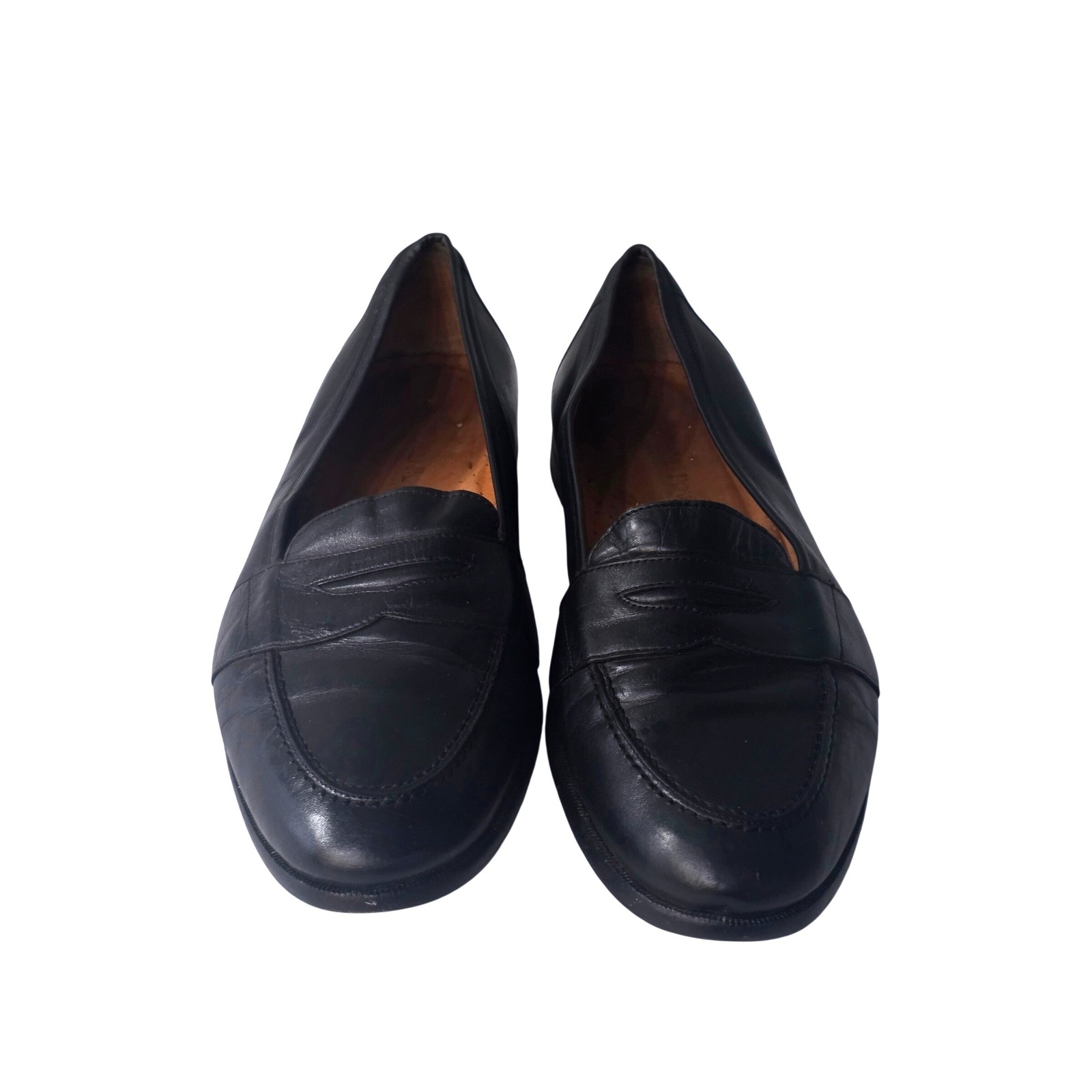 Harold Powell Mens Black Leather Penny Loafers Made In Italy Hv 1500 Size 11.5 M